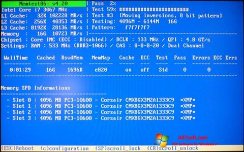 Screenshot MemTest para Windows 7