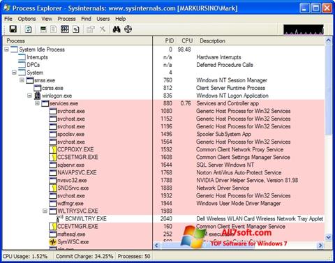 Screenshot Process Explorer para Windows 7