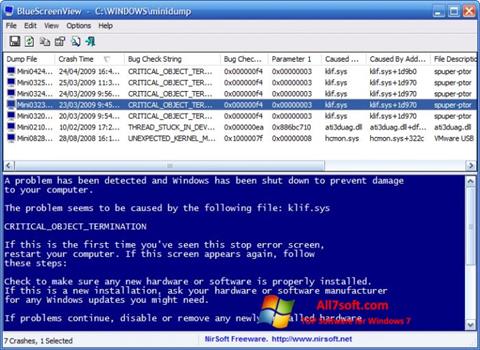Screenshot BlueScreenView para Windows 7