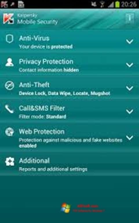 Screenshot Kaspersky Mobile Security para Windows 7