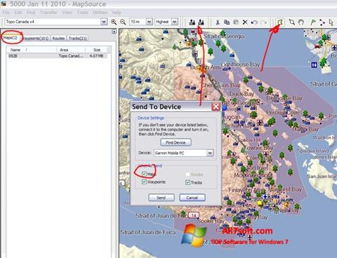 Screenshot MapSource para Windows 7