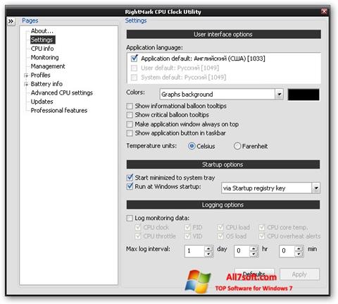 Screenshot RMClock para Windows 7