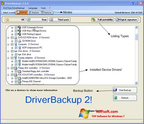 Screenshot Driver Backup para Windows 7