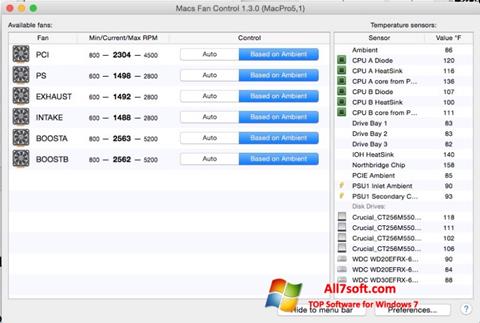 Screenshot Macs Fan Control para Windows 7
