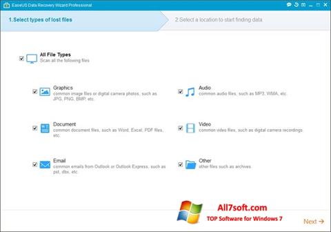Screenshot EaseUS Data Recovery Wizard para Windows 7